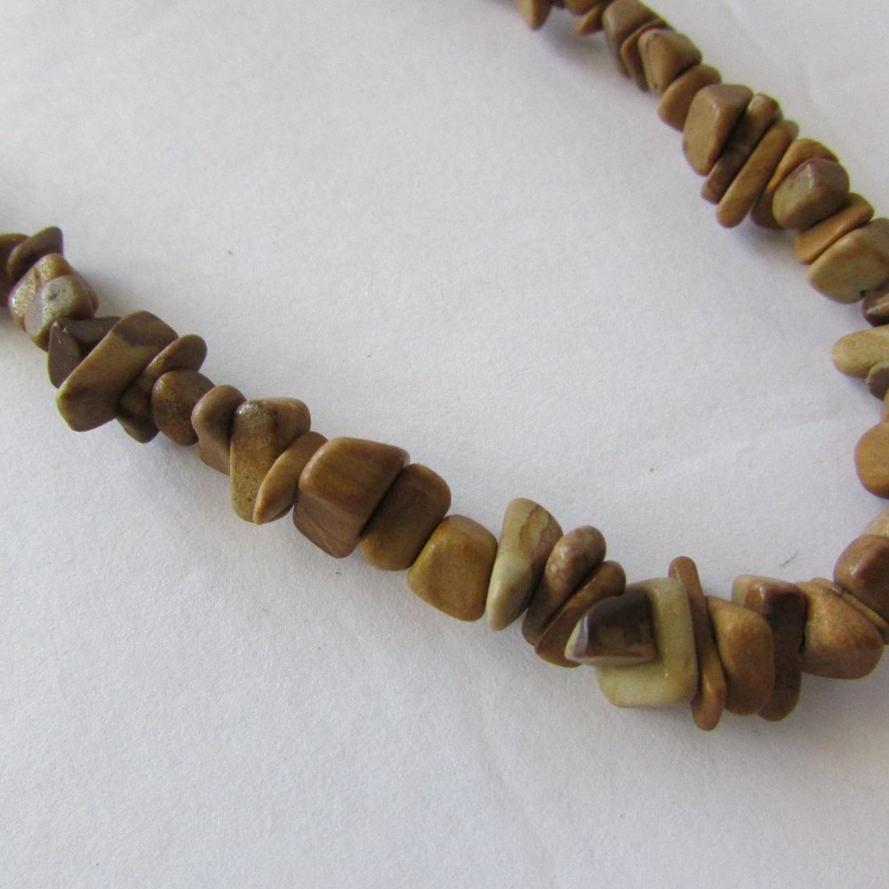 Long Brown Stone Necklace  17" - (36")